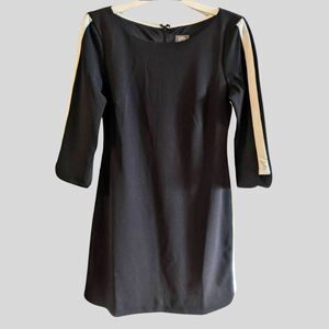 Vince Camuto Sheath Dress Womens Size 10 Black White Colorblock 3/4 Sleeve Lined